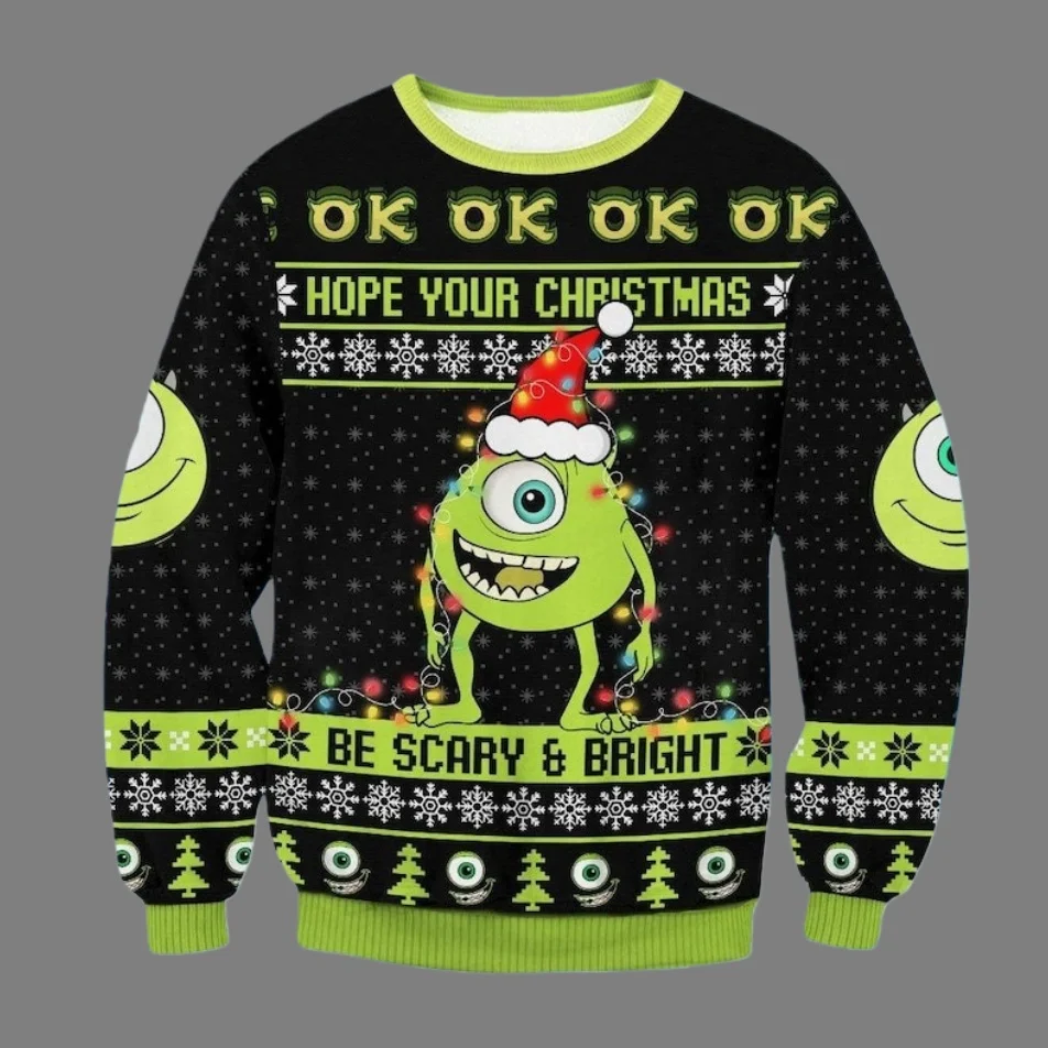 

Тема электрической компании Disney Monsters, уродливый свитер, семейная толстовка для рождественской вечеринки, увеличенный топ для взрослых, осень/зима, новый стиль