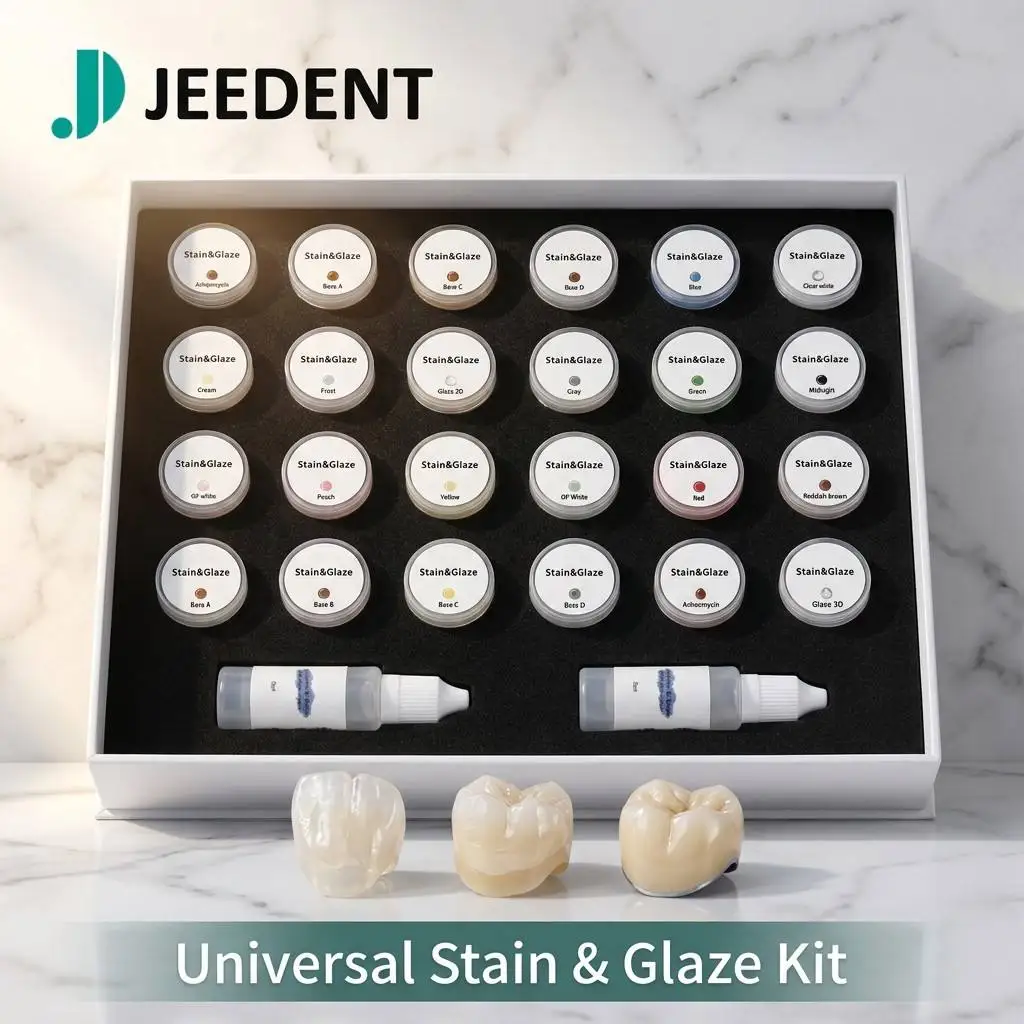 Dental Stain & Glaze Kit 800C Low Temp Firing for Zirconia Glass Ceramic Aesthetic Restoration 3D Glaze Paste