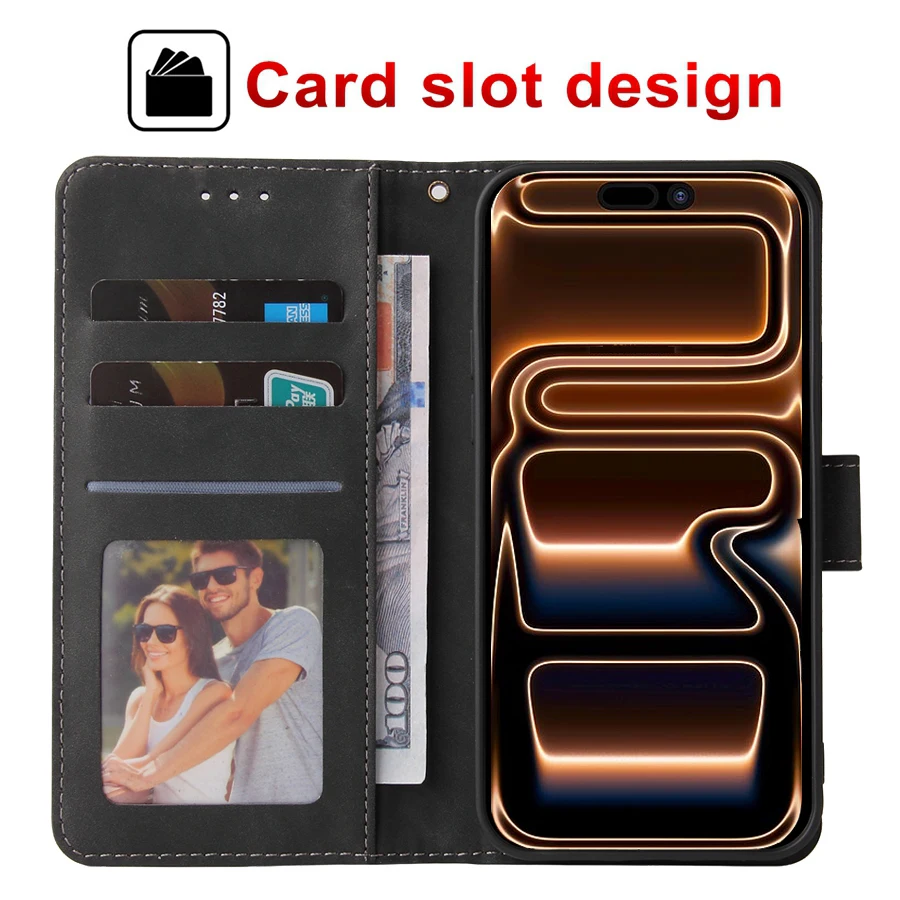 Wallet Skin-friendly With Card Slot Bracket Magnetic Flip Case For Apple iPhone Air 17 Pro Max 16e 15 Plus 14 13 12 11 XR Cover