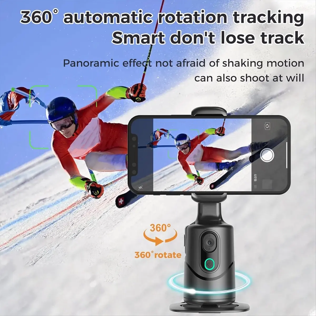 A14M Auto Face Tracking Phone Camera Gimbal ,No App Required,360° Rotation Phone Camera Stand with Remote and Gesture Control