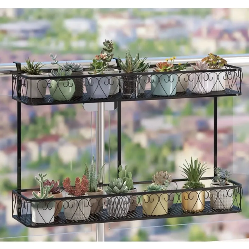 Metal Heavy Duty Plant Stand, Rustproof Multi-Tier Hanging for Window Railing, Succulent Flower Shelf, Balcony Space Saver