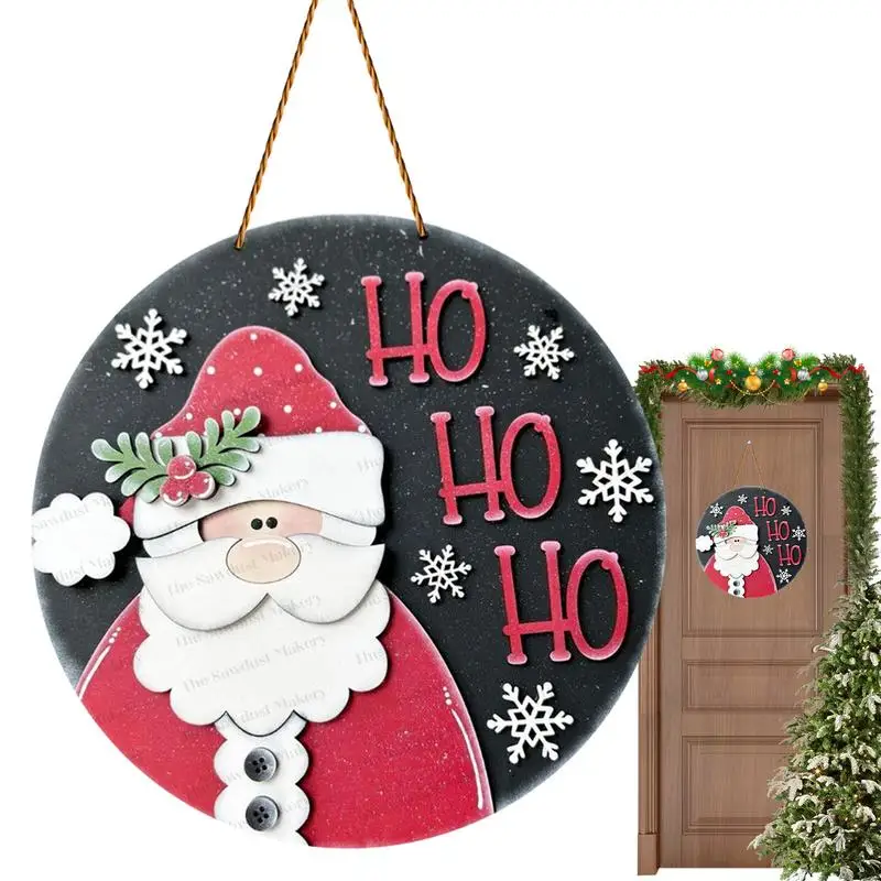 Wooden Santa Sign Wood Sign Rustic 12x12 Inches Retro Front Door Ornament For Home Garden New Year Kitchen Bar