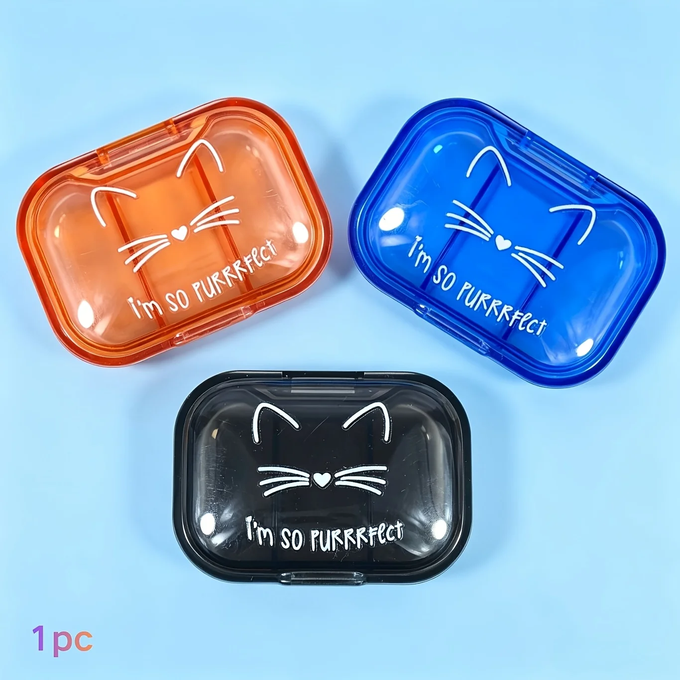 Portable Mini Small Medicine Box Compact Organizer for Early-Mid-Day Tablets 3 Compartment Pill Storage Container