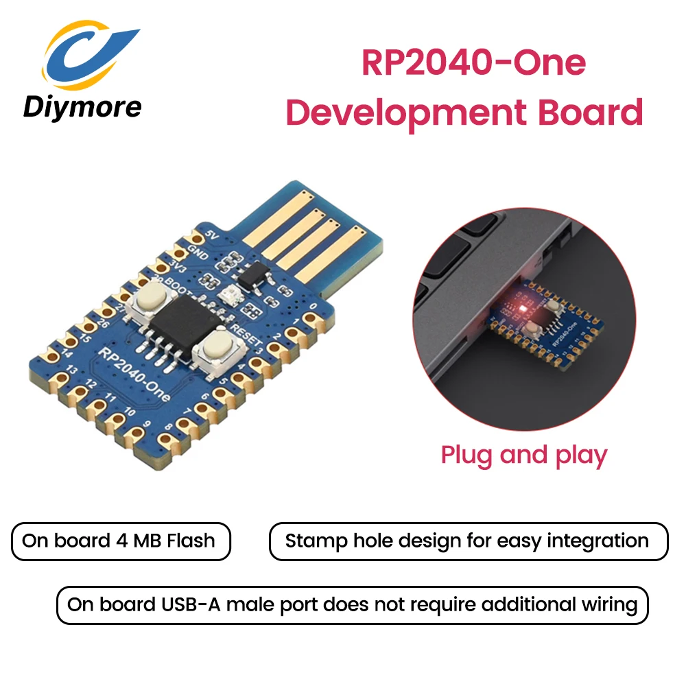 RP2040-One 4MB Flash MCU Board Based On Raspberry Pi RP2040 Microcontroller Chip Type-A MicroPython