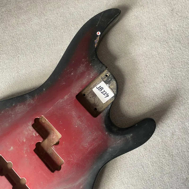 JB224 gradien merah 4 senar gitar elektrik bodi Bass kayu Solid tangan kanan PJB pickup DIY & suku cadang pengganti permukaan kotor & kerusakan