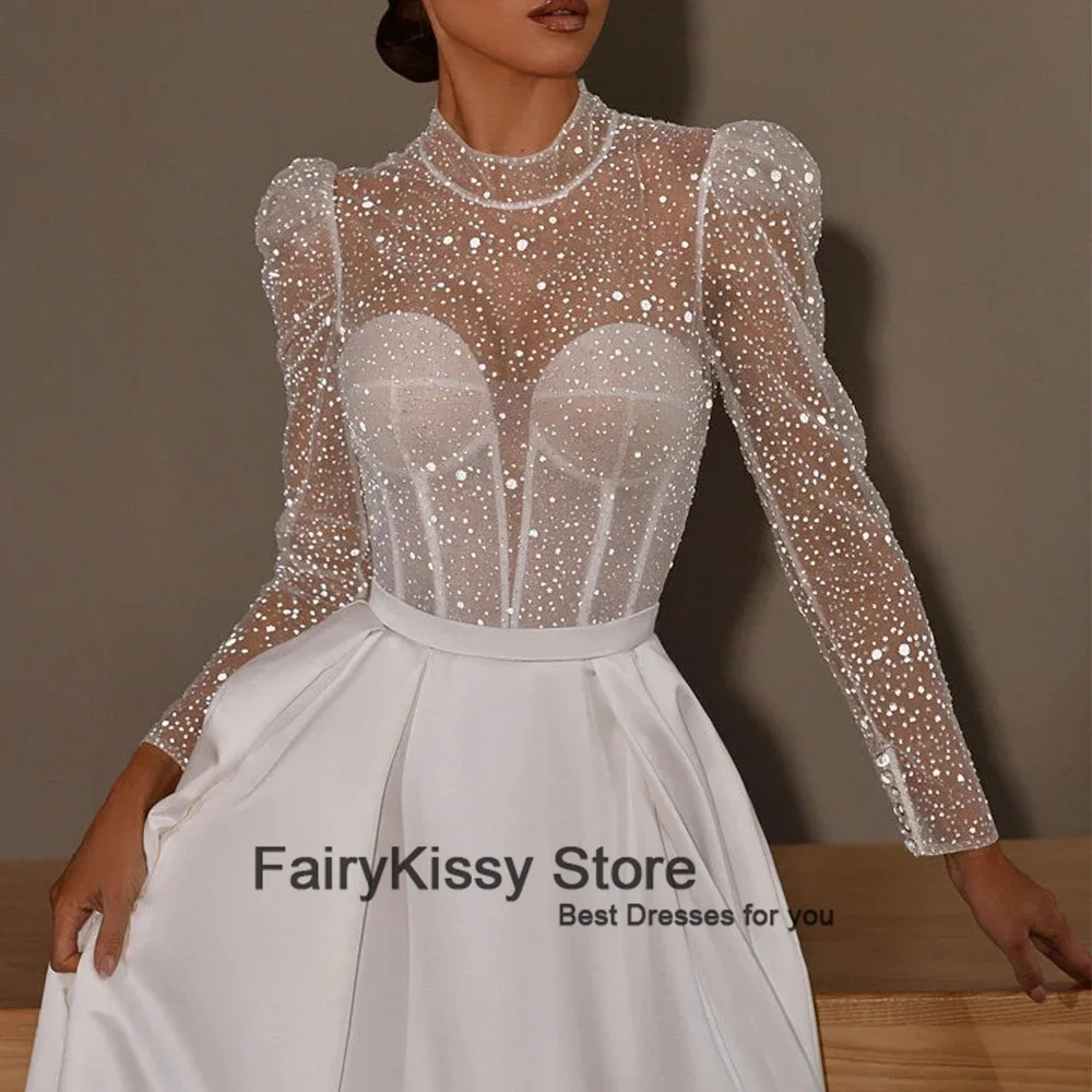 FairyKissy-Robe de mariée en satin A-ligne à fente haute, robes de longueur au sol, patients sexy, quelle que soit la fête formelle vintage, robe éducative