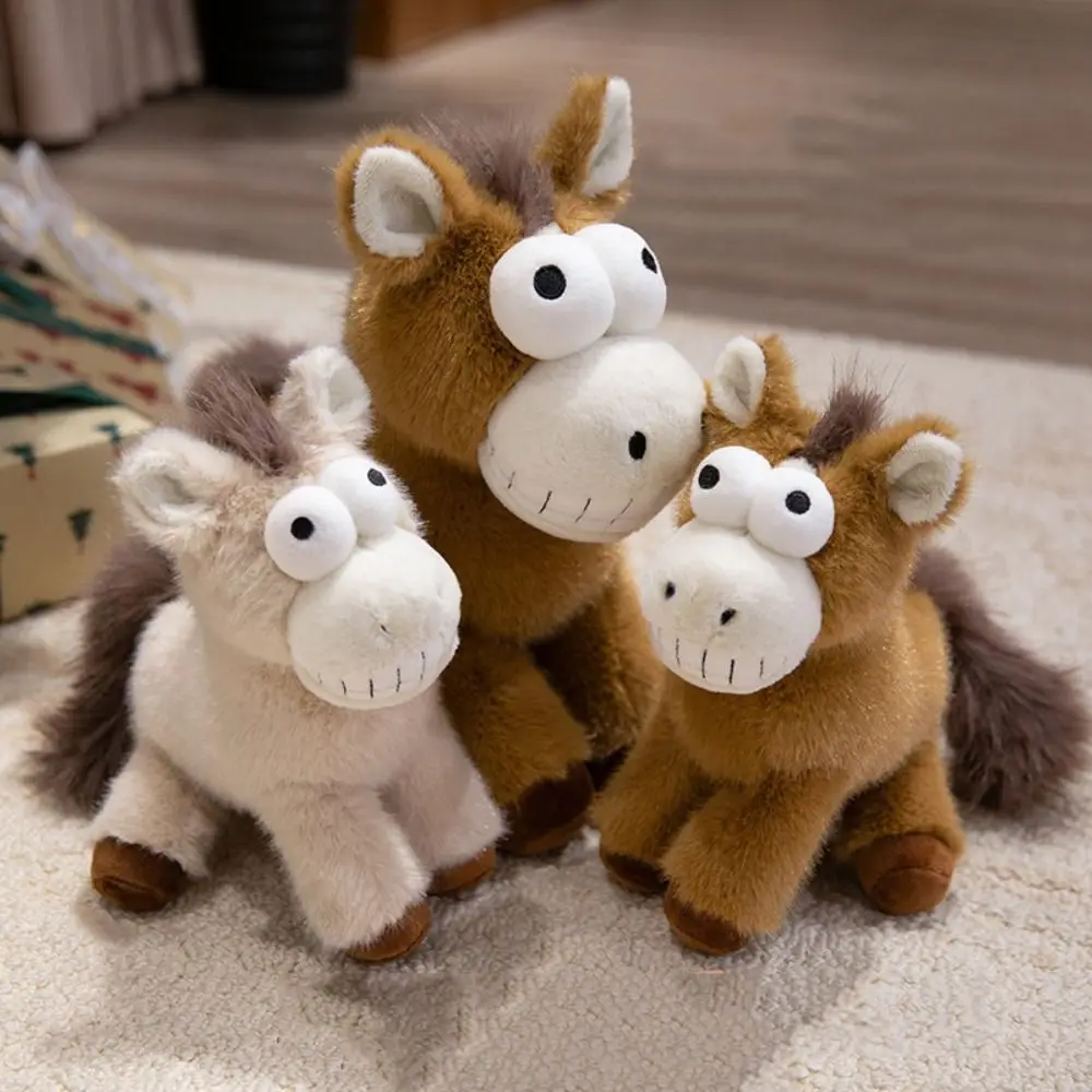 

Soft Standing Horse Plush Toys Non-Slip Bottom Big Eyeball Stuffed Plush Toy Cute Design Super Soft Plush Pony Toy Office Decor