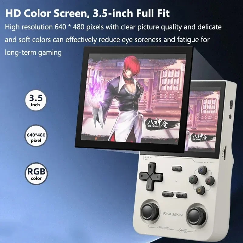 K36 Retro Handheld Video Game Console 3.5Inch IPS Screen Portable Pocket Video Player 64GB Games 30+ Emulators Open System