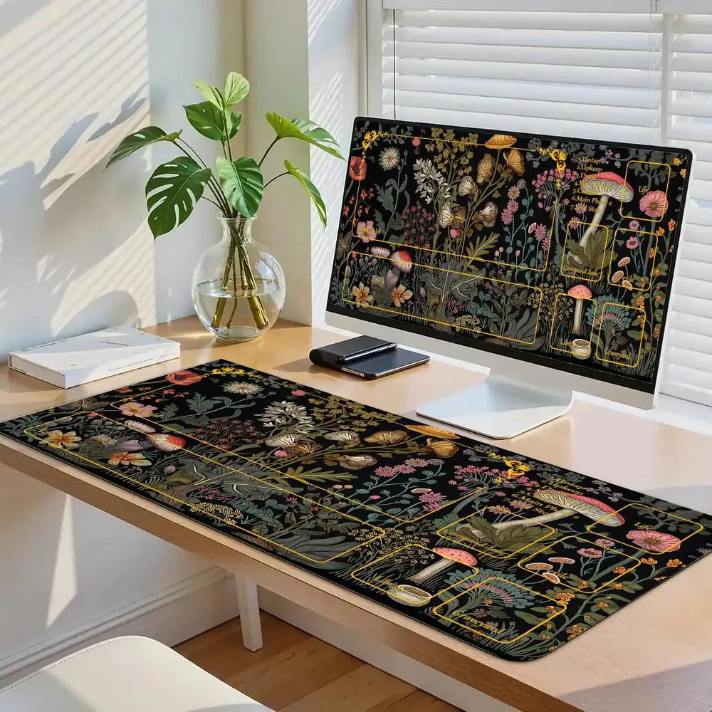 

Коврик для мыши с лесным грибом для карточных игр, резиновый противоскользящий коврик для ноутбука, настольные коврики, толстая клавиатура, аксессуары для ПК, запирающий край