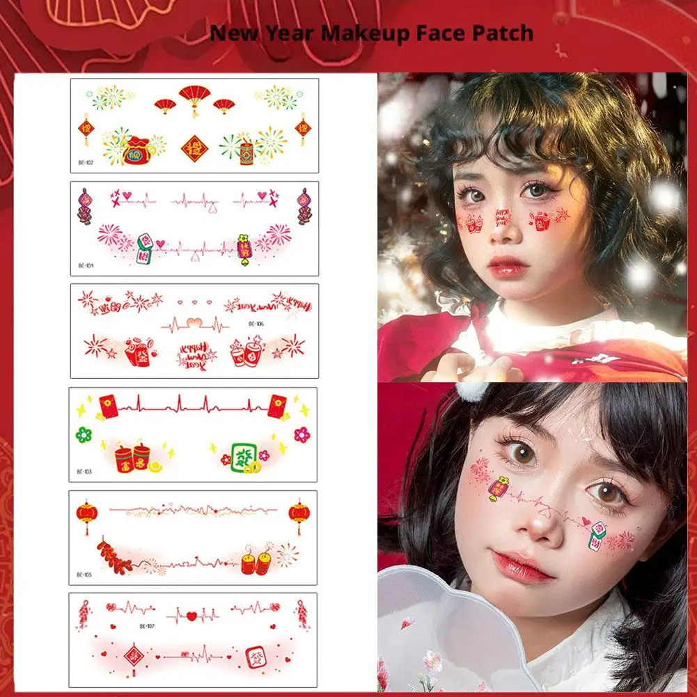 Colorful Christmas Tree Snowflake Tattoo Stickers Cute Creative Makeup Party Decorations For Men And Women V4M7