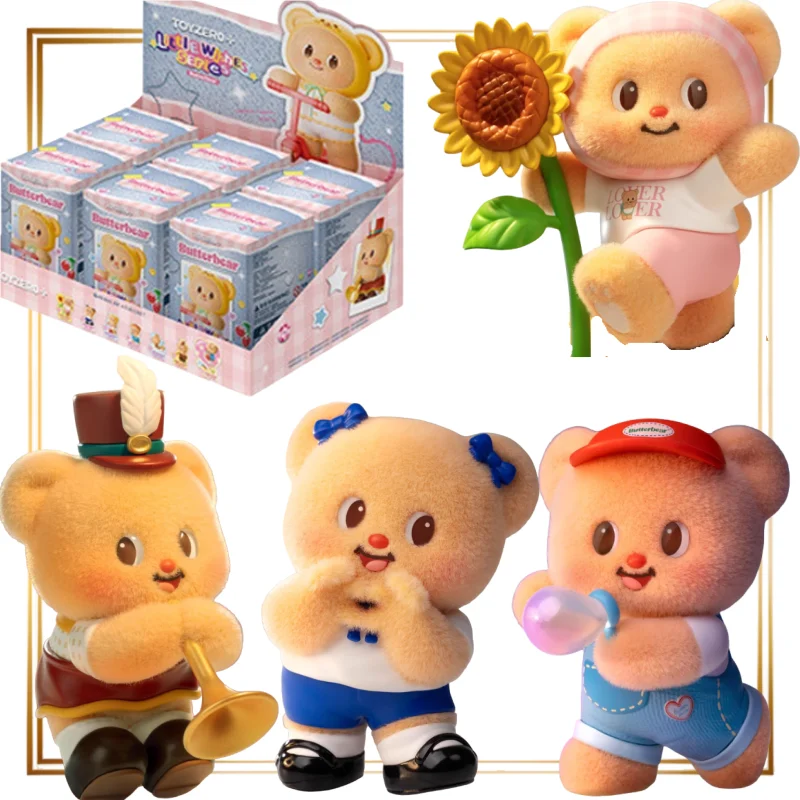 Caja ciega de la serie Little Wish de oso de mantequilla auténtica, modelo de figura flocada, adornos de mesa, juguetes de Anime, regalos misteriosos para niñas, perímetro