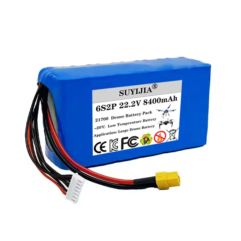 Batterie de drone au lithium 6S2P 21700 8400 mAh 22,2 V -40 ℃ -20 ℃ Batterie basse température pour batterie Molicel de Taiwan