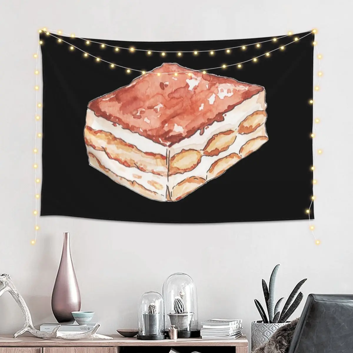 Tiramisu Tapestry Funny Wall Hanging Aesthetic Home Decor Tapestries for Living Room Bedroom Dorm Room