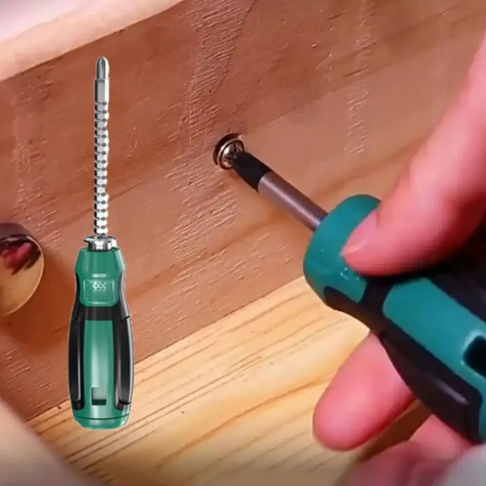 

Chrome Steel Double Head Screwdriver Short Handle Scalable Design Telescopic Screwdriver Mini Size Labor-saving