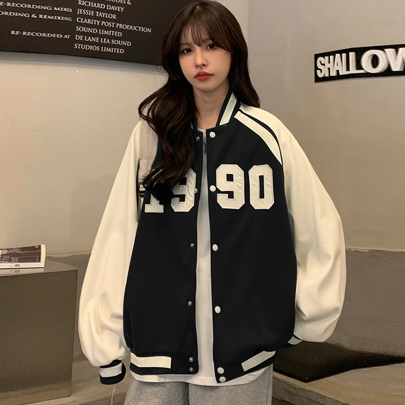 

Women Bomber Female Clothing Spring Autumn Fashion Streetwear Harajuku Baseball Coats Trench Elegant Vintage Casual Jackets