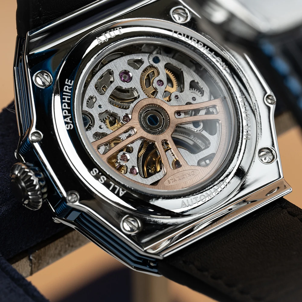 AJUT montre Tourbillon automatique hommes en acier inoxydable 316L squelette mécanique Tourbillon volant montres pour homme saphir 0383