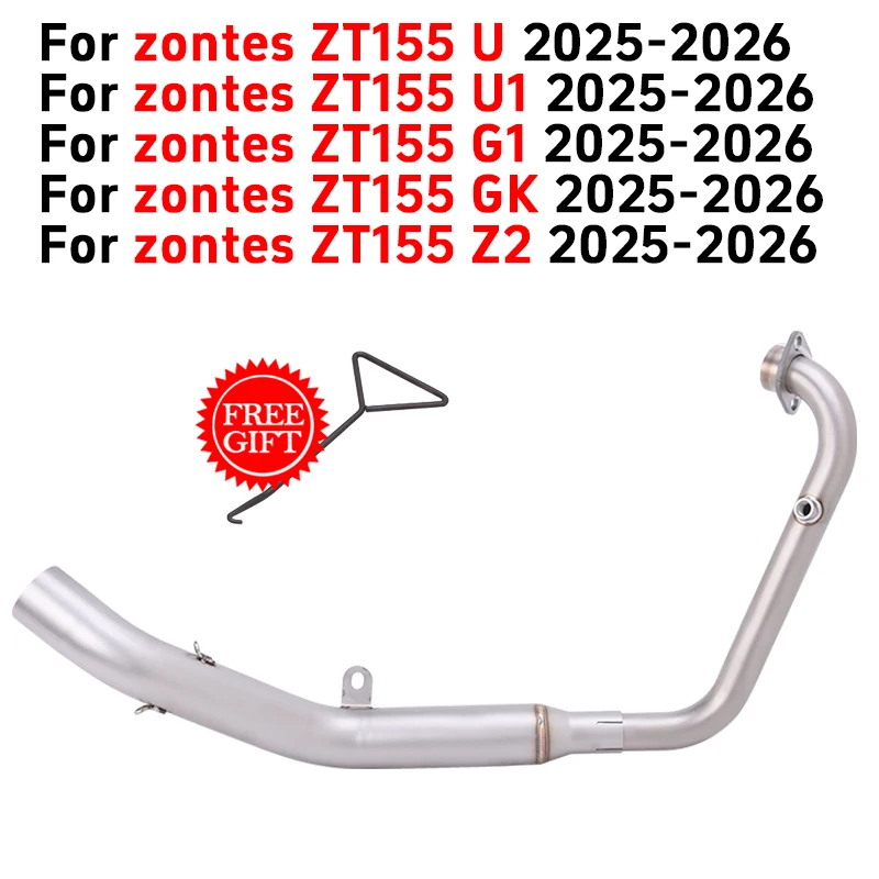 Slip On For Zontes ZT155 Zt155 ZT 155 U U1 G1 GK Z2 2025 2026 Motorcycle Exhaust Escape Front Link Pipe Connecting 51mm Muffler
