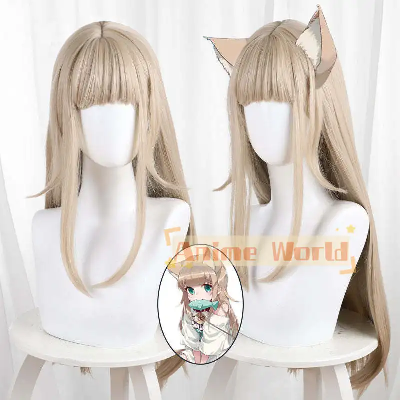 My Cat Is a Kawaii Girl Kinako Cosplay Wig Synthetic Hair Heat Resistant Halloween Role Play Party + Wig Cap