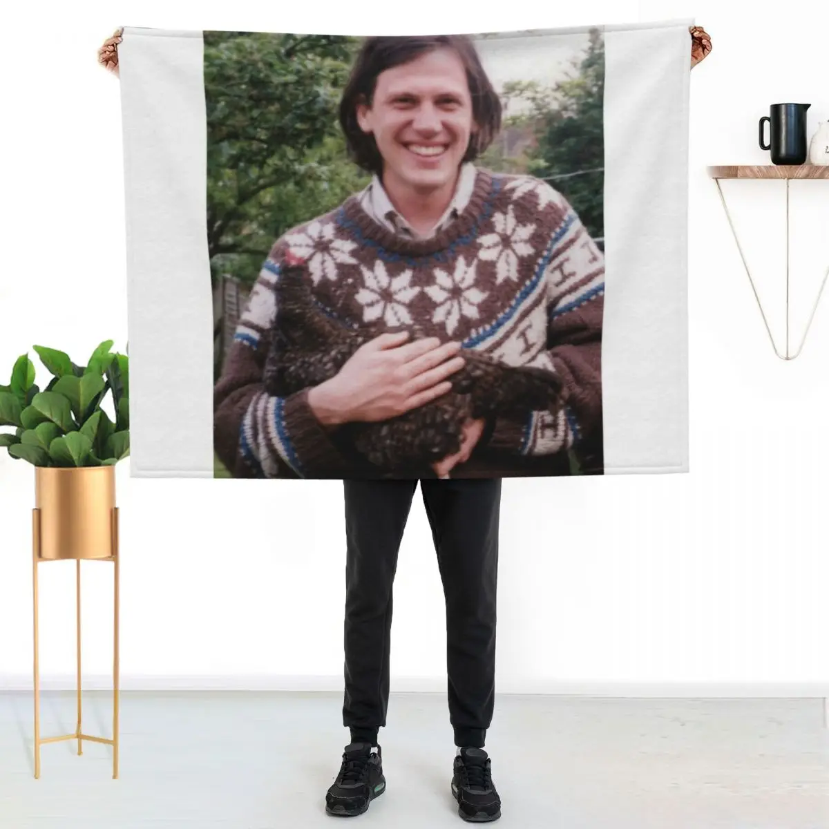 Jeff Mangum and a chicken Throw Blanket Warm Throw Blanket Gift for Anniversary