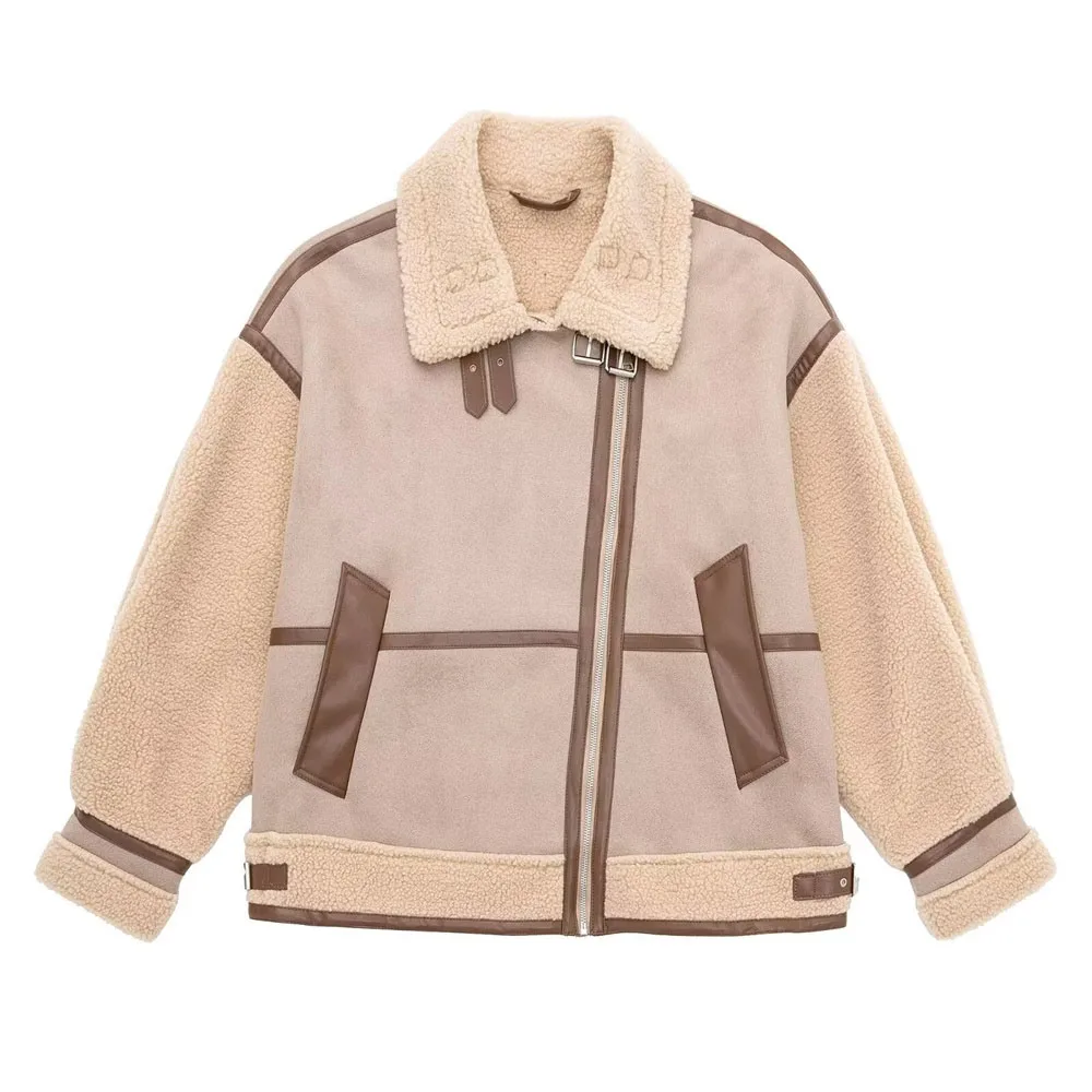 

Winter New Women's Fashion Simple and Versatile Splicing Jacket Coat