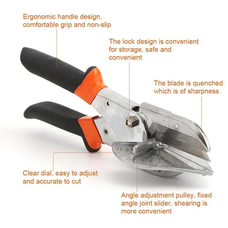 Imagem -05 - Multi Ângulo Bevel Tesoura Ângulo de Cisalhamento Mitre Siding Fio Duct Cutter Multipurpose Trunking Ferramentas de Corte 45135 °