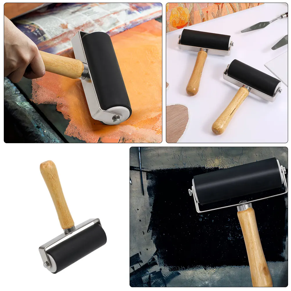 

3 Pcs Embossed Ink Roller Tool Child Paint Number Wood Printing Painting Materials