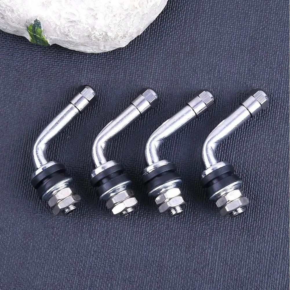 

4pcs 90 Degrees Angle Bolt In Tubeless Chrome Plated Metal Tire Valve Stems