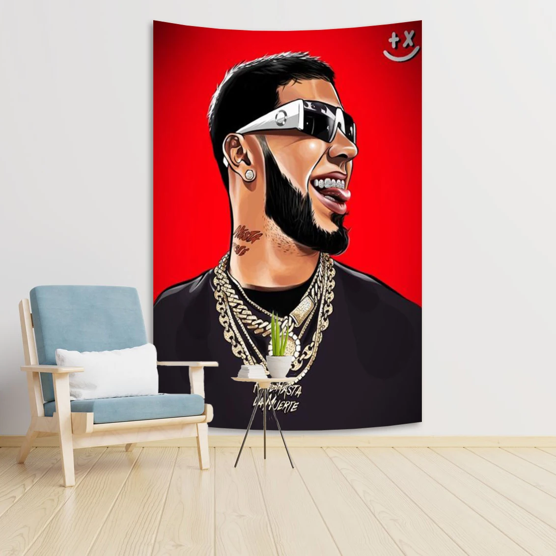 Модный-горячий-рэпер-anuel-aa-гобелен-дешевый-хиппи-настенный-богемный-настенный-гобелен-Мандала-домашний-декор-украшение-комнаты