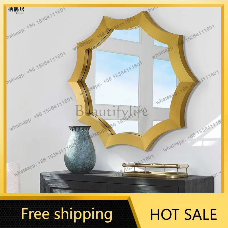 Zj. Stereoscopic full-body mirror wall-mounted special-shaped ice cube style medieval mirror