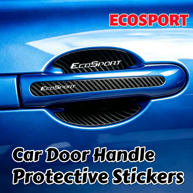 Door Handle Carbon Fiber Car Decal for Ford Ecosport Exterior Stickers Water Proofing Protect Anti Scratches Strip Tape Film