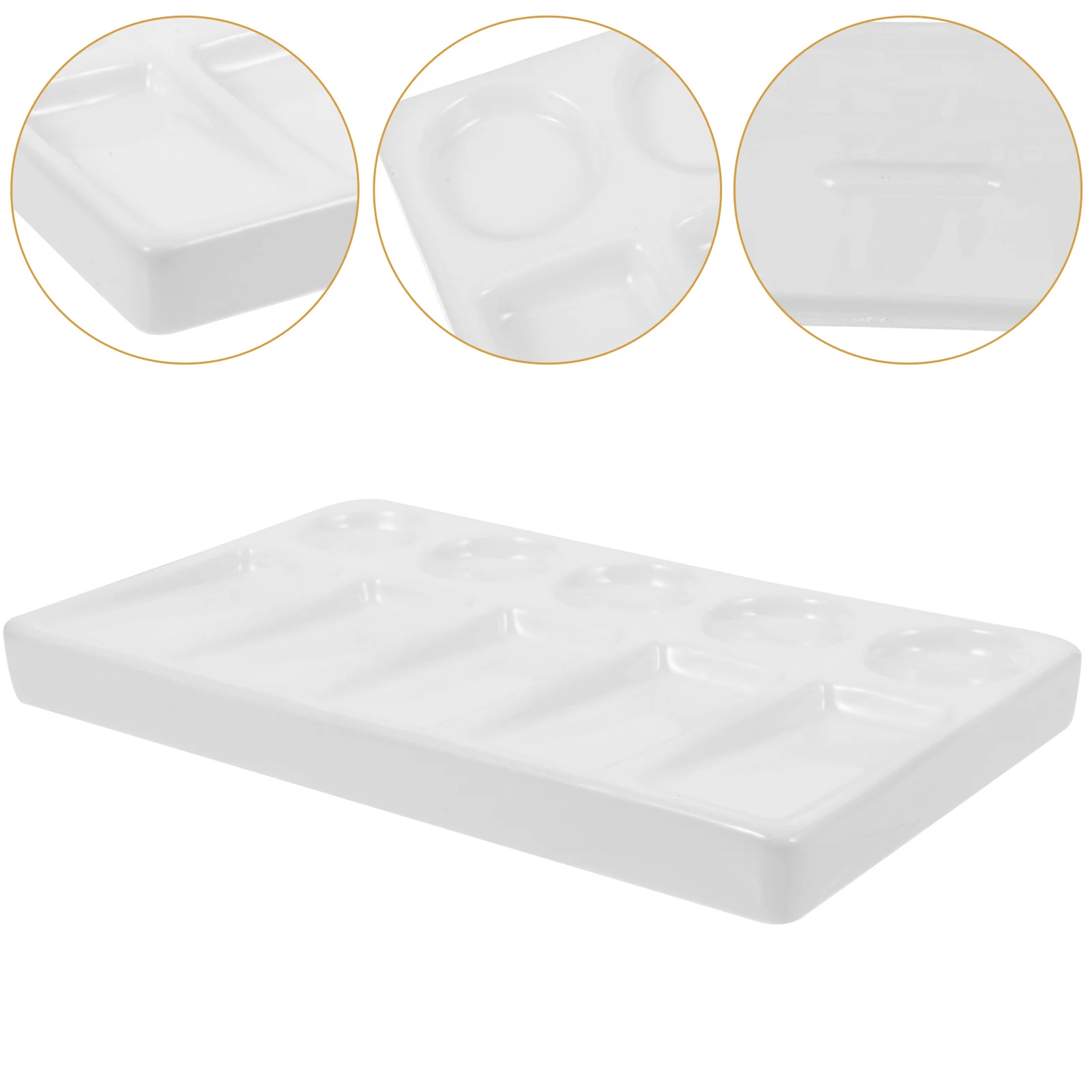 

Rectangular Palette 5 Round 5 Rectangular Wells Smooth Texture Pure White Plastic Palette For Watercolor Acrylic Oil