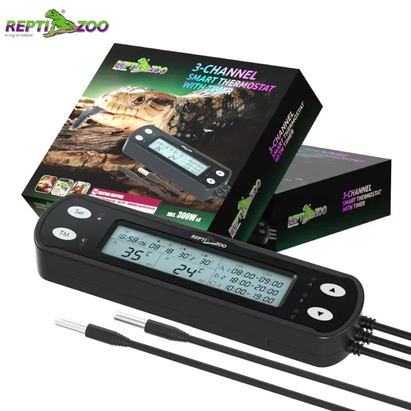 for REPTIZOO OEM Logo Multi Function Smart PID 3 Channel Dimming Thermostats Timer 300W Eco Friendly Reptiles Terrarium