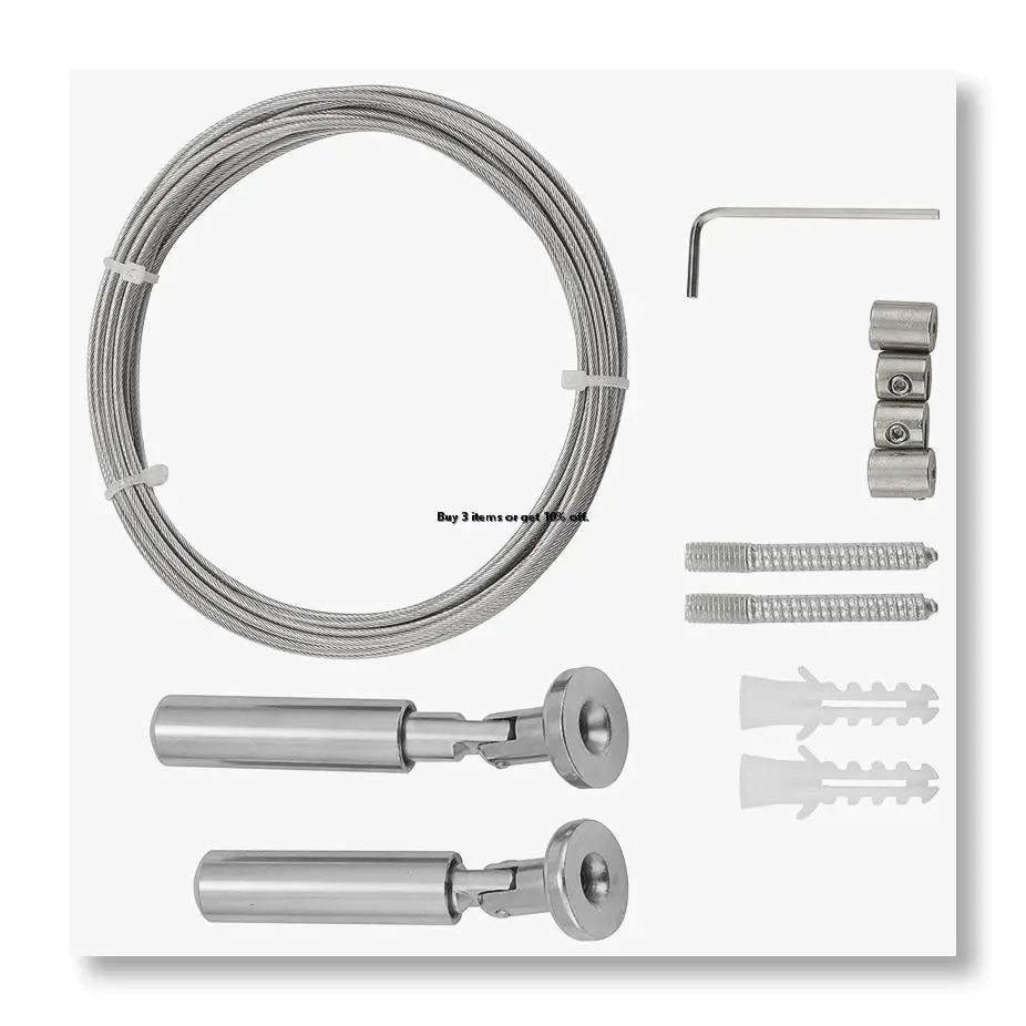 ●Wall Mount Curtain Wire Rod Set for Art Display - Stainless Steel Photo Hanging Wire Clothesline Wire Window Curtain Tensio