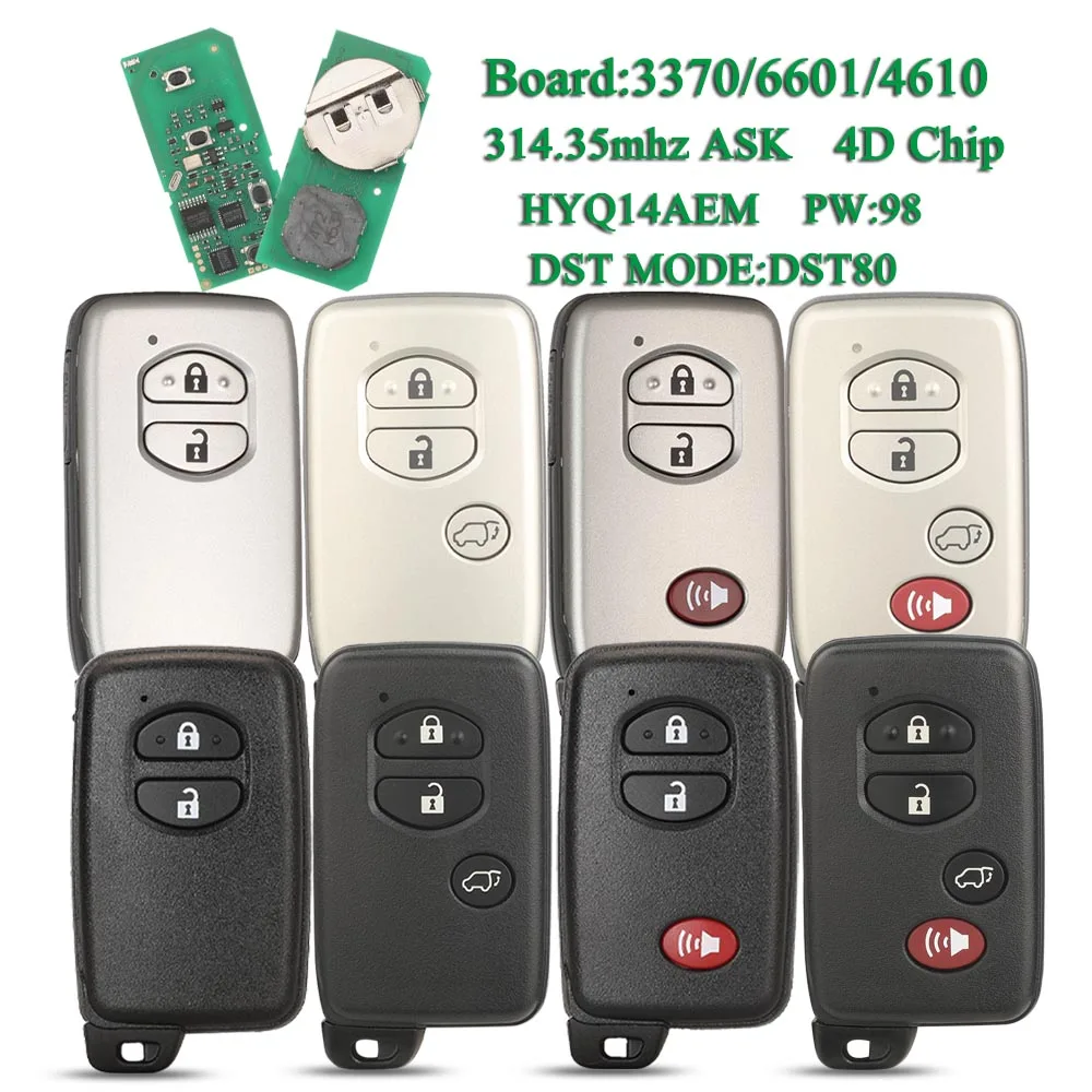 

JYQ Board:3370/6601/4610 HYQ14AEM 314.35mhz ASK P1:98 4D Chip Car Remote Key Fob For Toyota RAV4 Land Cruiser highlander prado