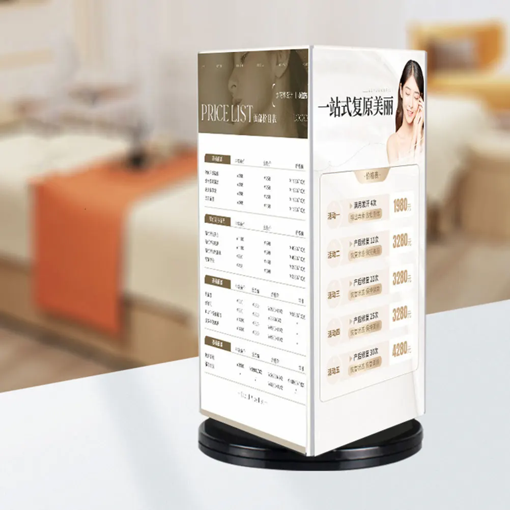 

Rotating Table Sign Display Holder A5 For Restaurant Cafe Bar Hotel Desk Sign Stand Display Stands Decorative Shelf