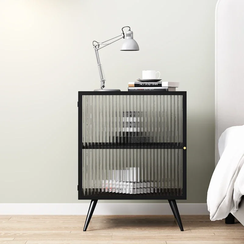 

Metal Glass Nightstands Lockers Modern Simple Bedside Table Living Room Sofa Side Table Storage Cabinet Nordic Mobile Furniture