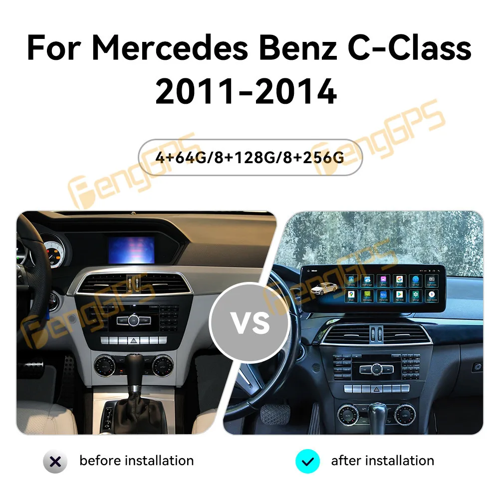 14.9 Inch Android 14 CarPlay Car Radio For Mercedes-Benz C-Class CLA 2011-2014 Touch Screen Multimedia Player GPS Navigation