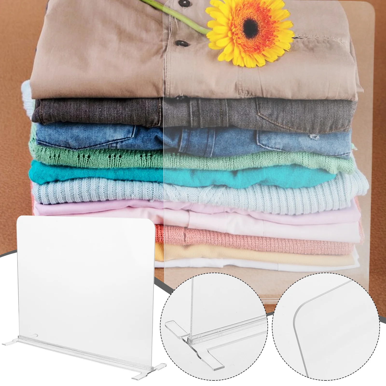 

4pcs Transparent Shelf Dividers Clear Acrylic Closet Organizer Storage Bins Wire Shelving Book Shelf Divider Cabinet Accessory