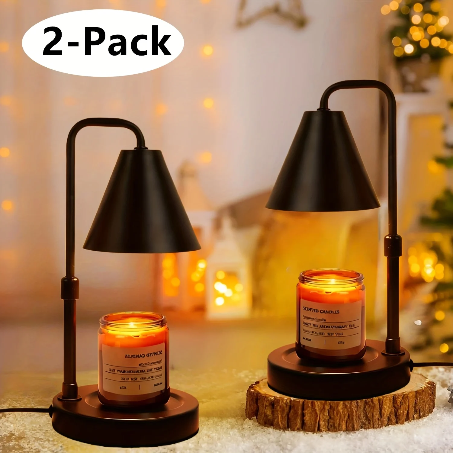 

2-Pack Adjustable Height Candle Lamps, Wax Melter with Auto Shut-Off, Home Decor for Scented Candles And Wax Cubes [Bulb Not Included]