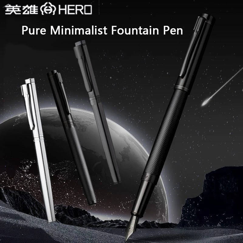 

HERO Luxury Fountain Pen A11 Pure Minimalist Metal Rod Calligraphy Practicing Pens Business Offices Accessories High Value Gift