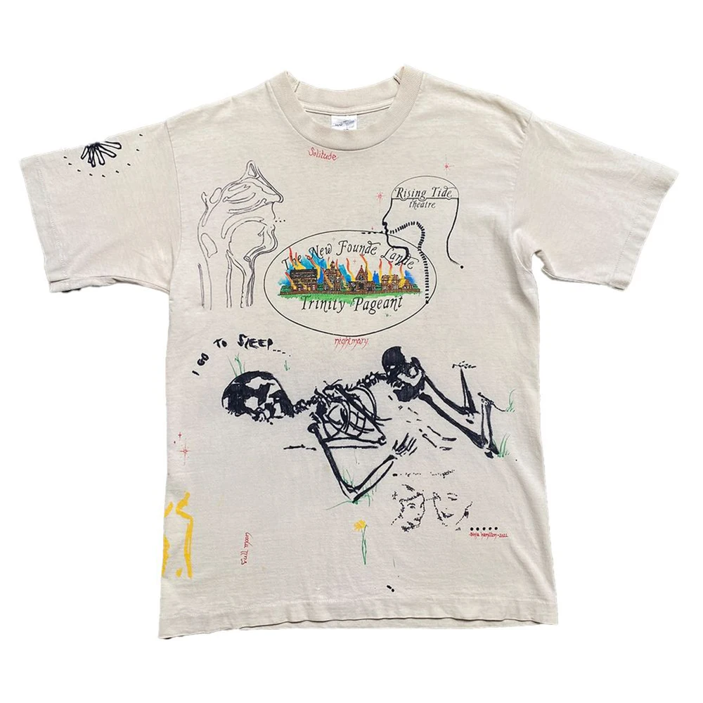 retro-skull-print-short-sleeve-t-shirt-summer-casual-style-fashionable-worn-out-design-top-for-comfortable-wear-all-season