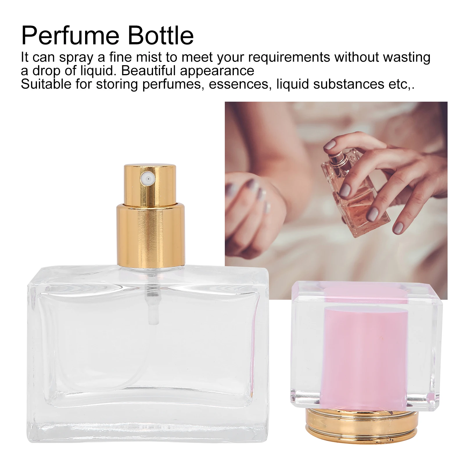 

Empty Glass Spray Bottle Refillable Portable Cosmetic Liquid Dispenser Atomizer Leak-Proof Travel Makeup Container for Daily Use