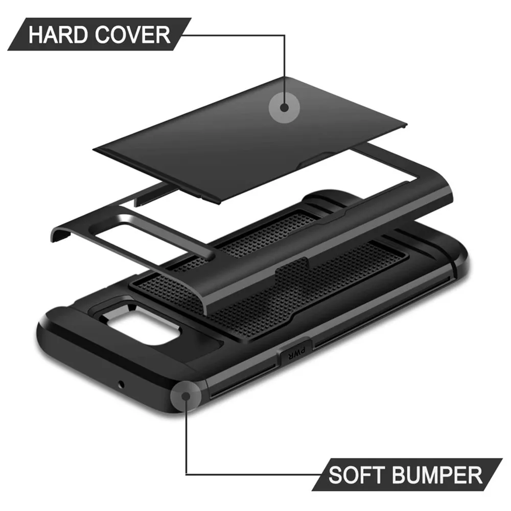 case for samsung galaxy s10 G930 G935F samsung s10 Protective Credit Card Holder ID Slot Cover Coque