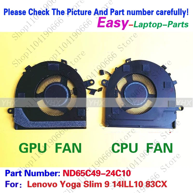 

bd New For Lenovo Yoga Slim 9 14ILL10 83CX COOLING FAN R+L ND65C49-24C10.