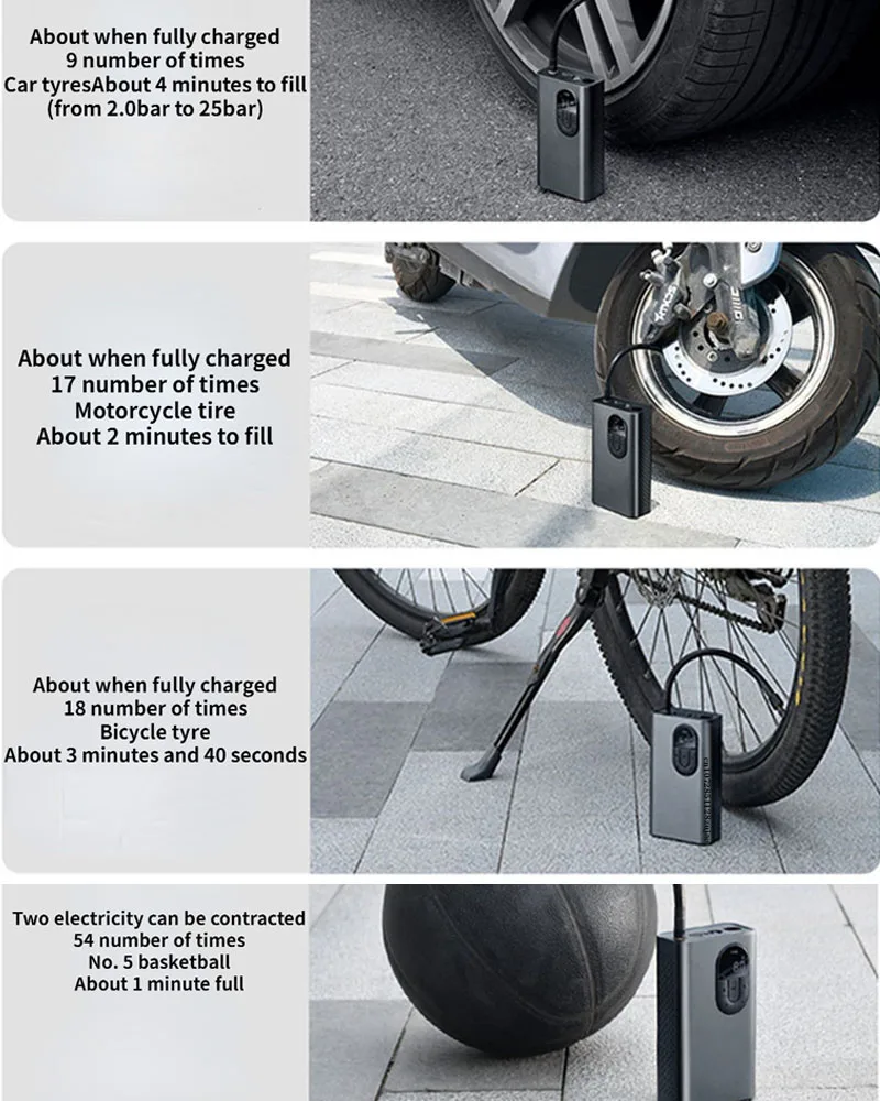 Baseus Car Voluntarily Intelligent Air Pump with LED Display for Outdoor Portable Vehicle Electric 12v Tire Wireless Inflator