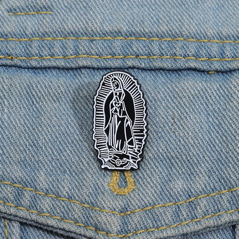 Our Lady of Guadalupe Enamel Pins Custom Art vintage Sculpture Brooches Lapel Badges Jewelry Gift for Friends