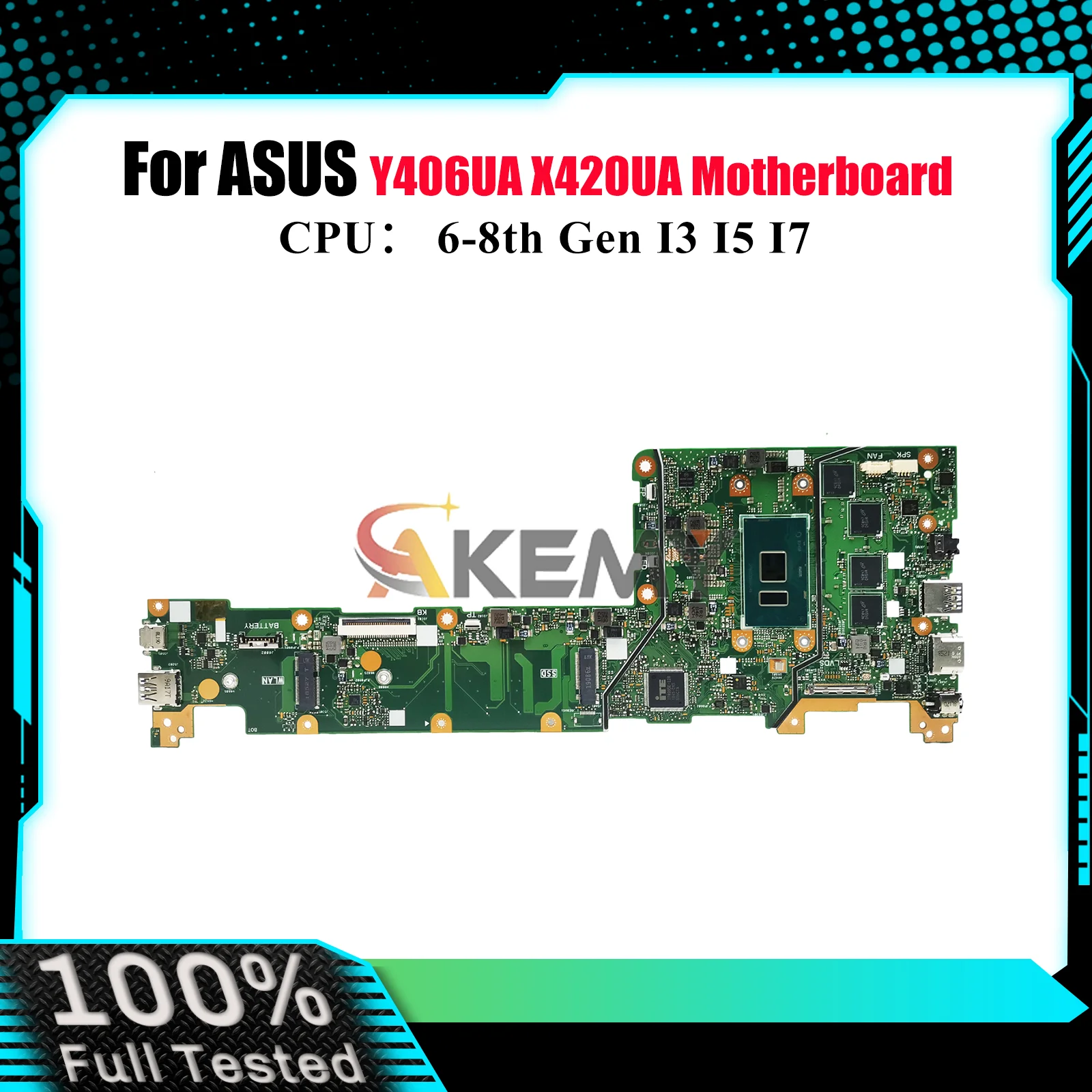 

X420UA Laptop Motherboard For ASUS VivoBook X420U Y406UA X420UA Notebook Mainboard With I3 I5 I7 CPU 100% tests OK fast shipping