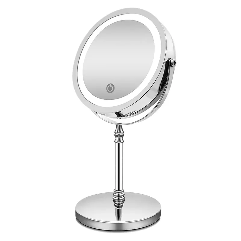 Led Lighted Travel Makeup Mirror Desktop Trifold Magnified Makeup Mirror With Lights