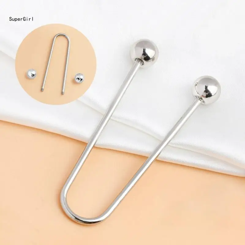 Multipurpose Metal Spirals Clasps Double Head Brooch 2Pieces Set Garment Fixing Button Clip for Parties and Office Wear J78E