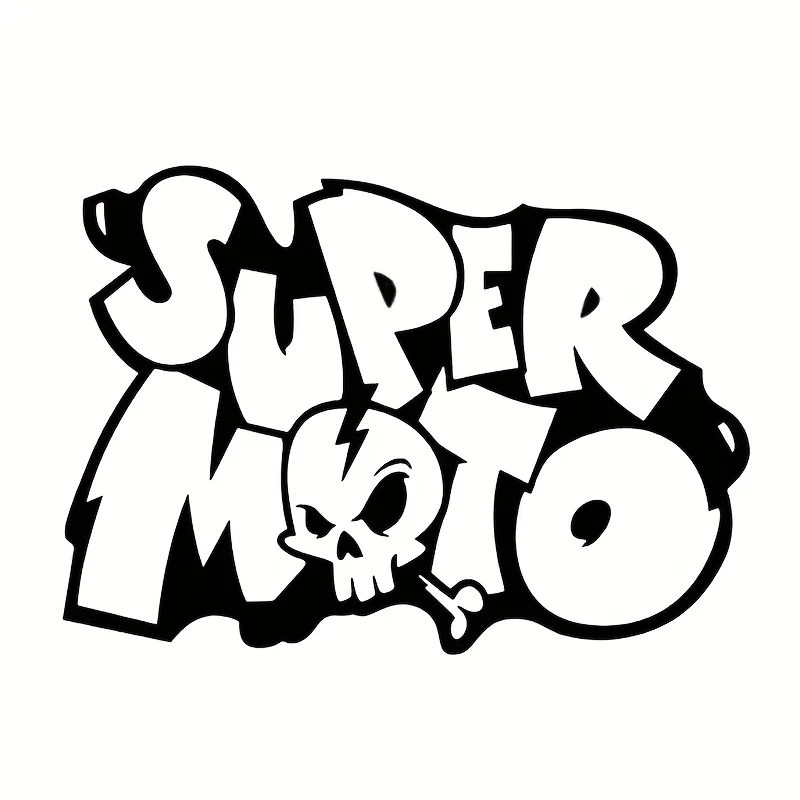 1 قطعة سوبر موتو ملصق أسود أبيض الجمجمة العظام الكتابة على الجدران نمط لاصق مائي للدراجات النارية سيارة ديكور